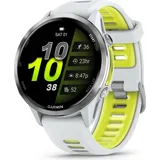 Garmin Forerunner 970 Steinweiss/Titanium Titan mit Silikon-Wechselarmband 22 mm Steinweiss/Transparent Amp Yellow