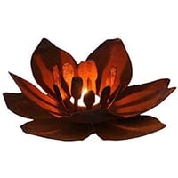 itsisa ® Teelichthalter Blume im Rost Design, Rostfigur für den Garten, Gartendeko, Metalldeko