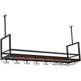 [en.casa] Weinregal, mit Glashalterung Borejle 120x30x65 cm Schwarz/Walnussoptik