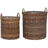 vidaXL Körbchen mit Speicher 2 pcs  Braun