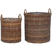 vidaXL Körbchen mit Speicher 2 pcs  Braun