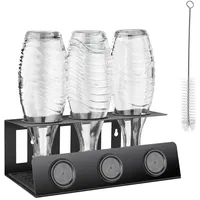Tectake tectake® Soda-Flaschenhalter für 3 Flaschen, mit Abtropfwanne, - schwarz