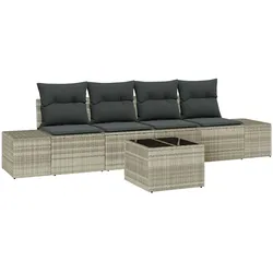 vidaXL 5-teiliges Garten Sofa Set mit Polstern Hellgrau Poly Rattan