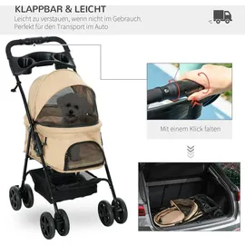 PawHut Hundewagen 1-tlg Khaki 67 x 45 x 96 cm