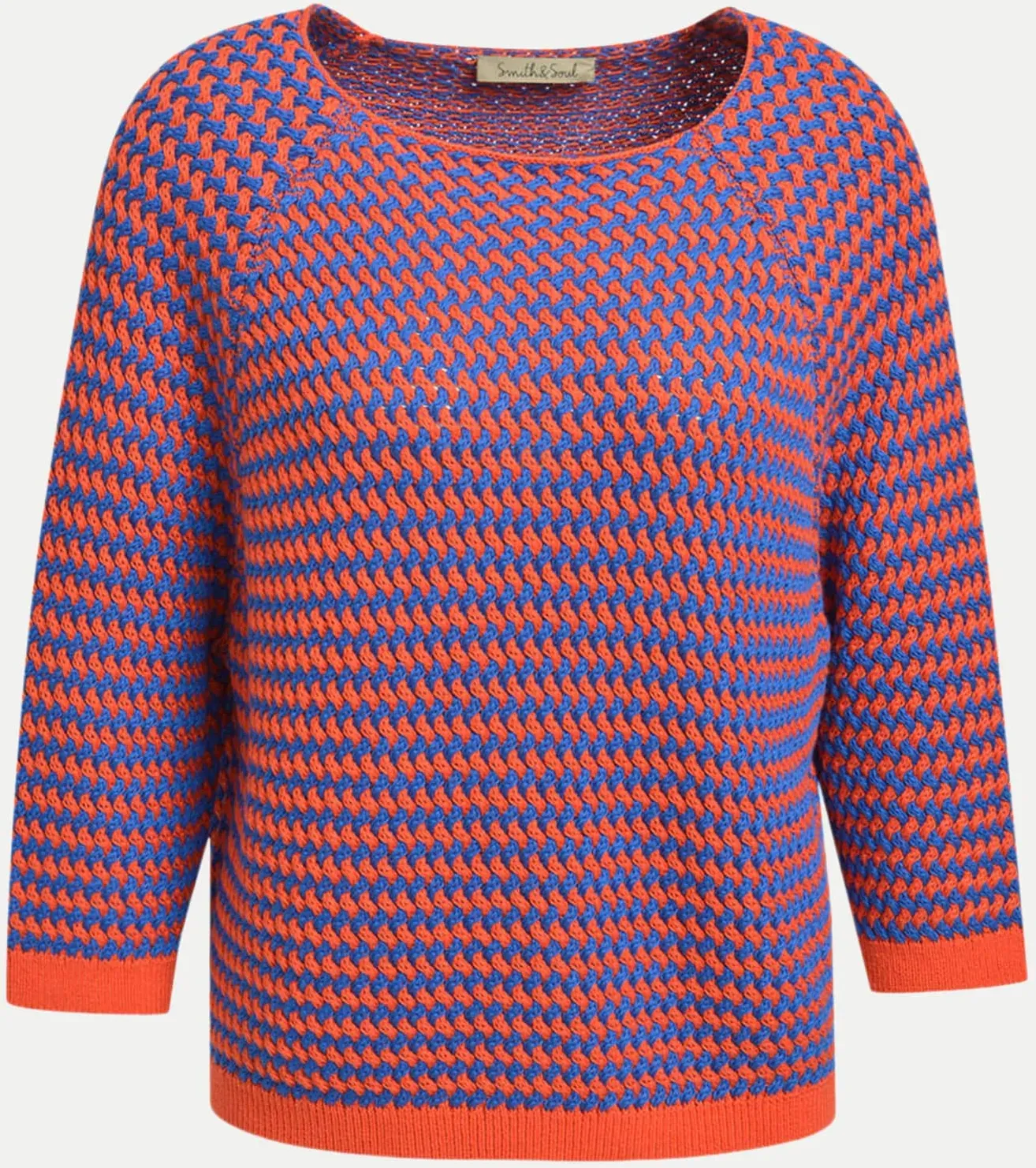 Raglan Pullover mit Muster Mehrfarbig L
