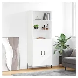 furnicato Highboard Weißes aus Holzwerkstoff und Metall 69,5 x 34 x 180 cm (1 St), Stabiler Schrank mit viel Stauraum und Wandhalterung für Wohnzimmer weiß 69.5 cm x 180 cm x 34 cm