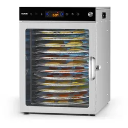 VEVOR Dörrgerät Dörrautomat 12 Tabletts Edelstahl 800W Getrocknete Früchte