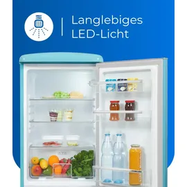 GGV Exquisit RKS120-V-H-160F Retro-Kühlschrank (122 l, 875 mm hoch, Taubenblau)