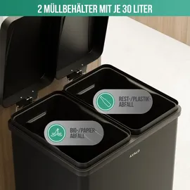 Avalo Mülleimer 60 l Schwarz