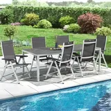 Kettler Basic Plus Gartenmöbel-Set 7-tlg. Tisch 220x110cm Dunkelgrau|Hellgrau