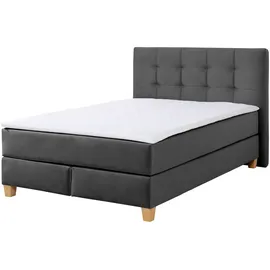 Home Affaire Boxspringbett HOME AFFAIRE "Moulay", grau (anthrazit), B:154cm L:231cm, Komplettbetten, Boxspringbett, inkl. Topper, in Überlänge 220 cm, 3 Härtegrade, auch in H4