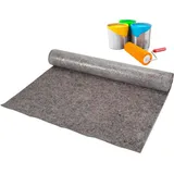 Clanmacy Abdeckvlies 1 x 50 m Malervlies Abdeckfolie Maler 220g/m2 Abdeckvlies mit Anti Rutsch Schutzvlies - Grau