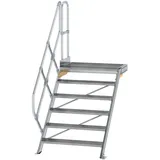 Günzburger MUNK Treppe mit Plattform 45° Stufenbreite 1000 mm 6 Stufen Aluminium geriffelt