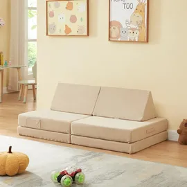 [en.casa] Kindersofa Norhulta 120 x 66 x 46 cm Cord beige