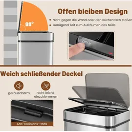 Costway Mülltonnenbox 72 L 2x11L + 3,5L + 46,5L m silber