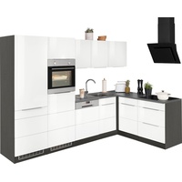 Kochstation Winkelküche »KS-Brindisi«, mit E-Geräten, Stellbreite 290/170 cm weiß