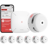 X-Sense Smart Rauchmelder XS01-M mit SBS50 Basisstation, Funkrauchmelder mit WLAN, vernetzbarer Feuermelder, kompatibel mit der X-Sense Home Security App, FS61, 6 Stück