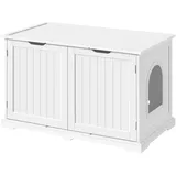 Yaheetech Katzenschrank 95 × 50 × 56 cm Katzenklo katzentoilette XXL mit großem Stauraum, Katzenhaus mit Einzeltür Katzenmöbel Haustier Hunde, Weiß