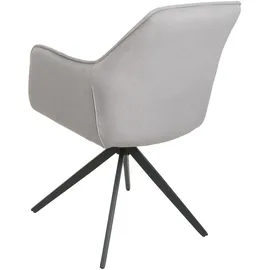 Mendler 2er-Set Esszimmerstuhl HWC-L80, Küchenstuhl Polsterstuhl Stuhl mit Armlehne, drehbar, Metall Stoff/Textil ~ hellgrau