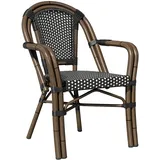 GGM Möbel 4er-Set Französischer Rattanstuhl | Schwarz & Weiß | Rattan/Bambus | | Bistro Rattanstuhl, Gastro Rattanstuhl, Outdoor Rattanstuhl,