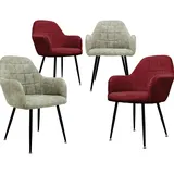 ECD Germany Esszimmerstühle Esszimmerstuhl Wohnzimmerstühle Stühle 4er Set Bordeaux Olive