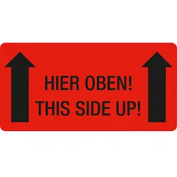 250 EICHNER Warnetiketten rot »Hier oben!« 100,0 x 50,0 mm