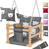 Kidiz Holz-Schaukel anthrazit mit Muster