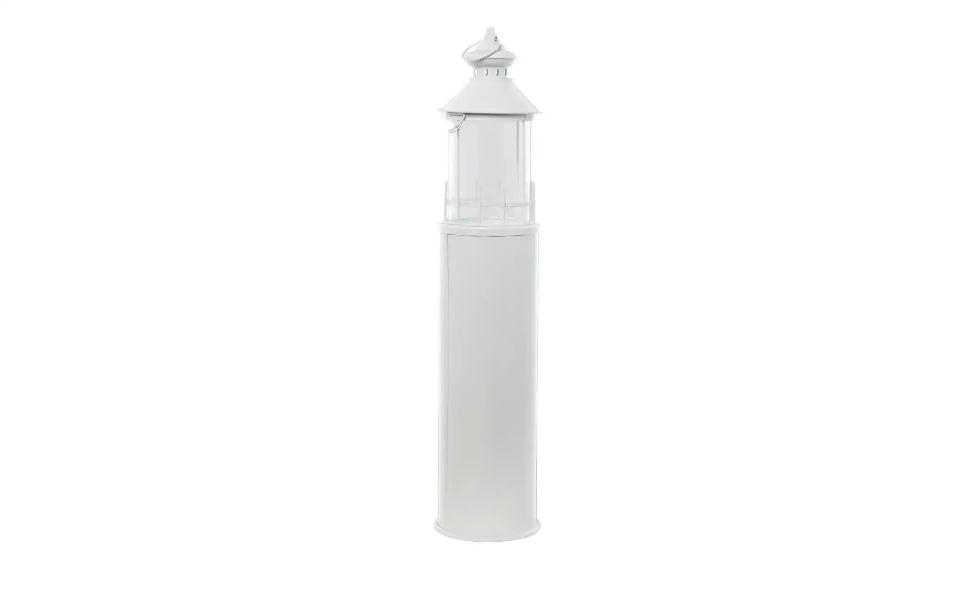 Laterne  Leuchtturm , weiß , Glas,Metall , Maße (cm): H: 99  Ø: 21