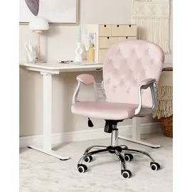 Beliani Schreibtischstuhl Princess Samtstoff Pastellrosa
