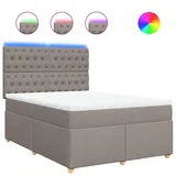 vidaXL Boxspringbett mit Matratze Taupe 140x200 cm Stoff