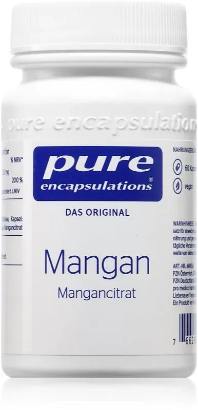 Pure Encapsulations Mangan Kapseln zur Unterstützung des Energiestoffwechsels 60 KAP