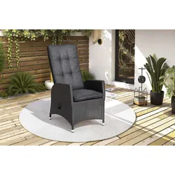 Ploß Rocking Dining Sessel, grau/schwarz, Polyrattan, 60x68x110 cm, verstellbar, inkl. Polster