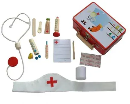 Arztkoffer Holz 12-teilig fC Kinder ab 3 Jahren, mehrfarbig - mamamemo - Rollenspiel-Set, kompaktes Design, runde Kanten