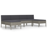 vidaXL Polyrattan Garten-Lounge-Set mit Auflagen grau