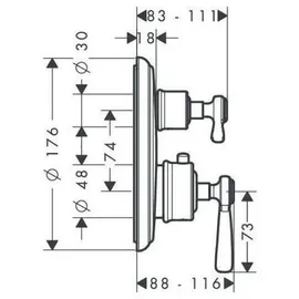 Hansgrohe Axor Montreux Thermostat-Wannenbatterie Brushed Nickel