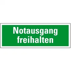 Schild I Rettungszeichen Notausgang freihalten, praxisbewährt, Kunststoff, 297x105mm