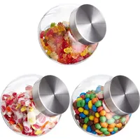 Relaxdays Bonbongläser 3er Set 1,5 L - Transparent