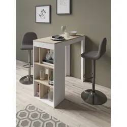 Bargruppe BYLIVING "Essgruppe Casino 01, Moby", grau (anthrazit, artisan eiche, chromfarben), B:110cm H:102cm T:52,5cm, FSC-zertifizierter Holzwerkstoff, Metall, Stoff, Sitzmöbel-Sets, Bartisch Barmöbel, Barhocker höhenverstellbar