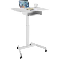 Maclean MC-903 Höhenverstellbarer Laptoptisch mit Rollen und mit Einer Schublade Sitz-steh-Schreibtisch Höhenverstellbar bis max. 113cm max. 8kg (Weiß)