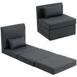 2-in-1 Schlafsessel Klappbares Sofa-bett Mit Leinenstruktur, Gepolstertes Gästebett Klappstuhl, Dunkelgrau