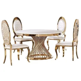 JV Möbel Designer Goldener Rundtisch Edelstahl Tische stilvolle Esszimmer Möbel