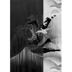 KOMAR Vliestapete, Vögel, bunt - schwarz