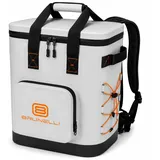 BRUNELLI Kühltasche Rucksack 30L – Light Grey – Isolierter Kühlrucksack mit 48 Std. Kühlleistung, wasserabweisendes TPU-Material, auslaufsichere Innenauskleidung