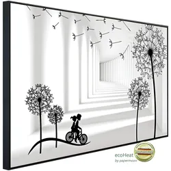 PAPERMOON Infrarotheizung "Muster Pusteblumen", bunt (kunstmotiv im aluminiumrahmen), B/H/T: 80cm x 60cm x 3cm, 450 W, Heizkörper, sehr angenehme Strahlungswärme