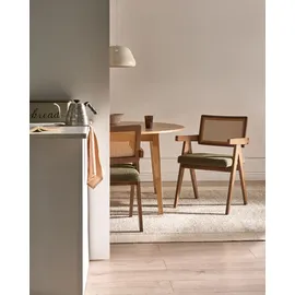 Beliani Esszimmerstuhl AVA Polyester Braun/Grün 2er Set