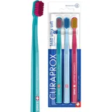 Curaprox Zahnbürste Set CS 5460-3er-Pack Ultra Soft Handzahnbürste für Erwachsene 5460 mit super weichen CUREN Borsten - Türkis, Hellblau, Magenta