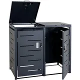 MCW 2er-Mülltonnenverkleidung MCW-E83, Mülltonnenbox Mülltonnenabdeckung, erweiterbar 103x135x63cm ~ anthrazit, Stahl 38kg