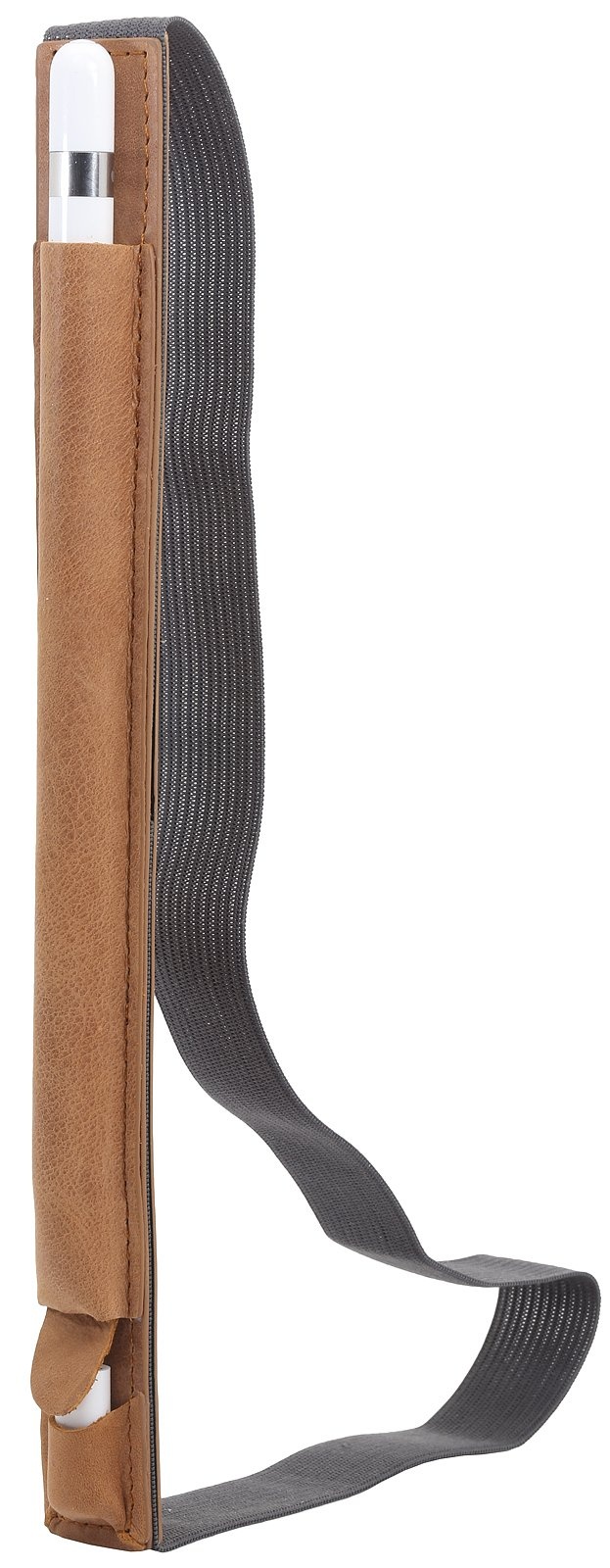 StilGut Leder-Hülle, Tasche, Halter geeignet für Apple Pencil für iPad Pro12,9" aus Leder mit Lightning-Adapter-Fach, Cognac Vintage