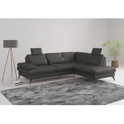 Ecksofa SIT & MORE "Morris L-Form, inkl. Sitztiefenverstellung", grau (anthrazit), B:262cm H:82cm T:212cm, Sofas, wahlweise mit Armteilverstellung, Bettfunktion & Bettkasten