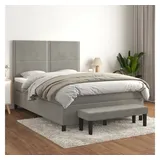 vidaXL Boxspringbett mit Matratze Hellgrau 140x200 cm Samt